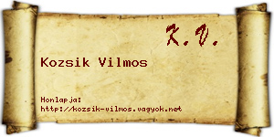 Kozsik Vilmos névjegykártya